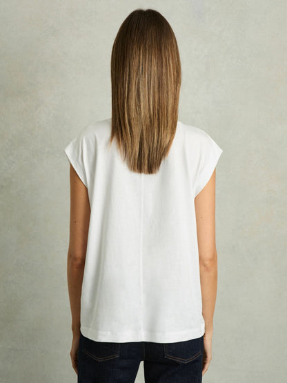 Reiss Savings - Cotton Capped Sleeve T-Shirt in White