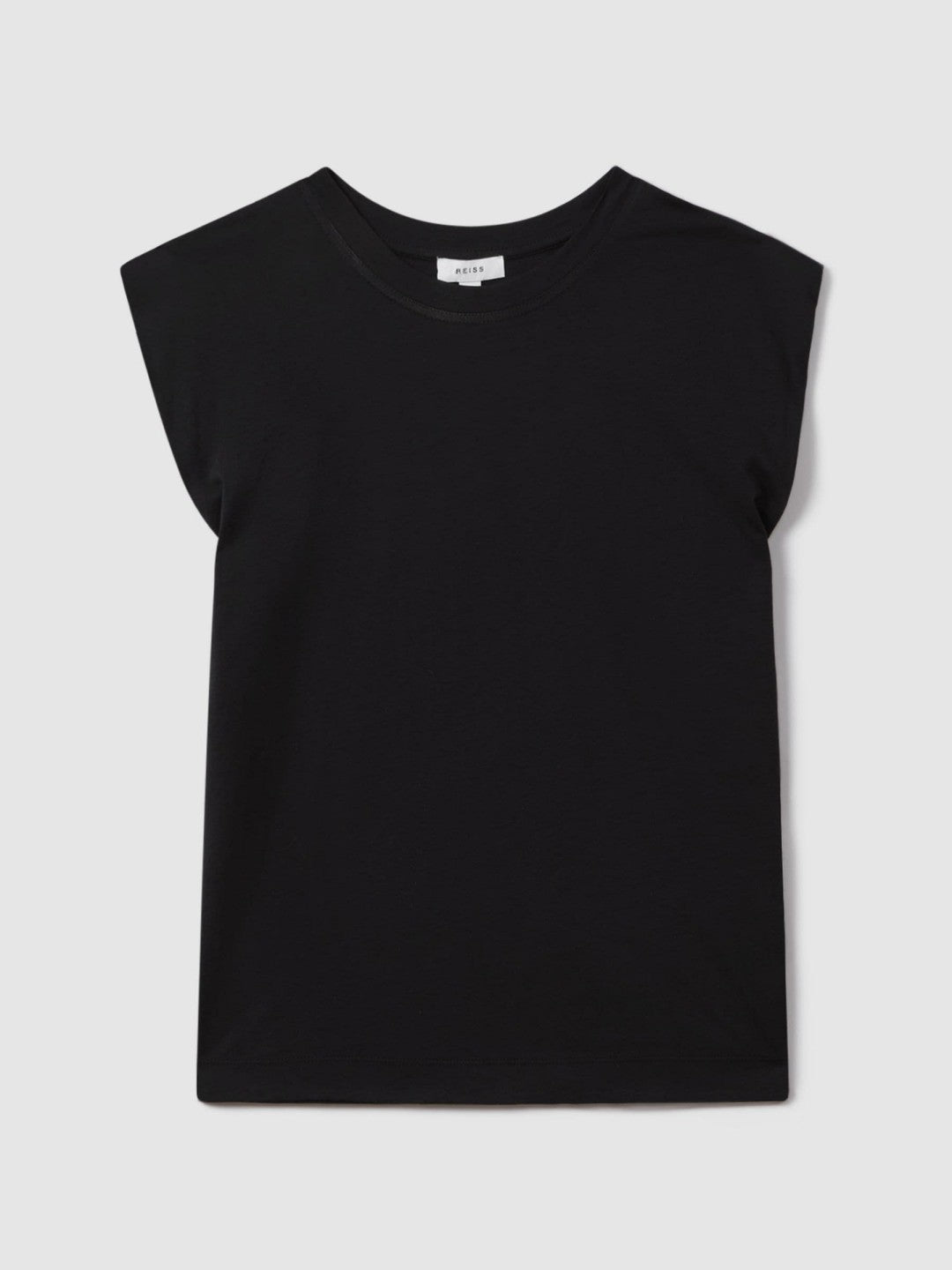 Reiss Value - Cotton Capped Sleeve T-Shirt in Black