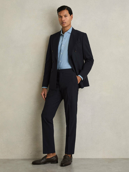 Reiss Affordable - Slim Fit Side Adjuster Trousers in Navy