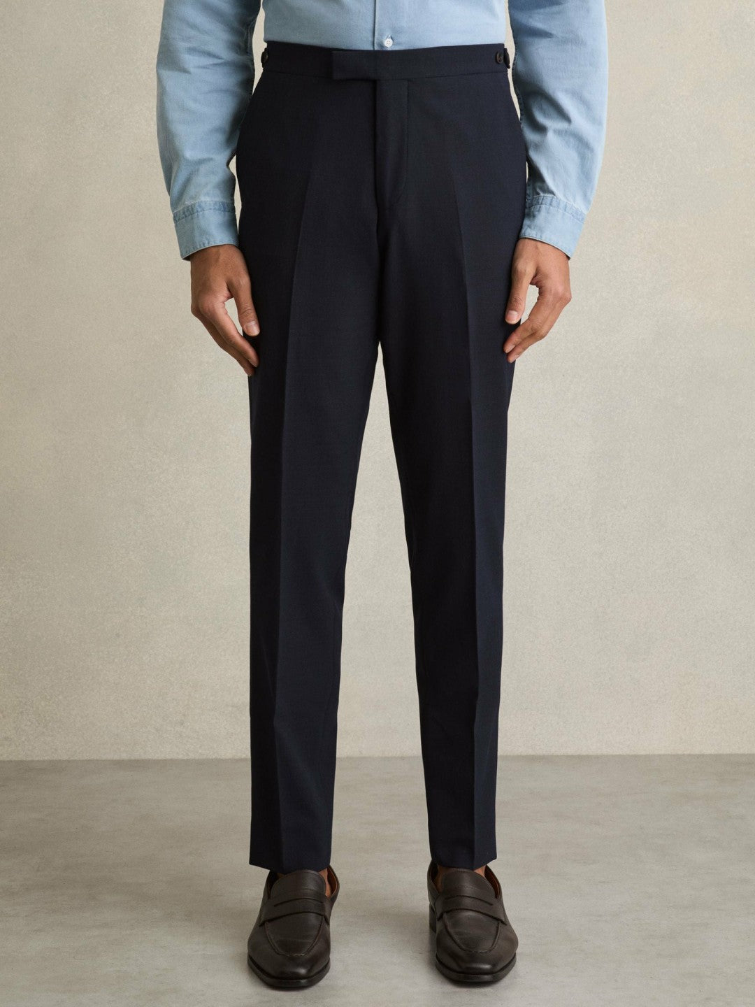 Reiss Affordable - Slim Fit Side Adjuster Trousers in Navy
