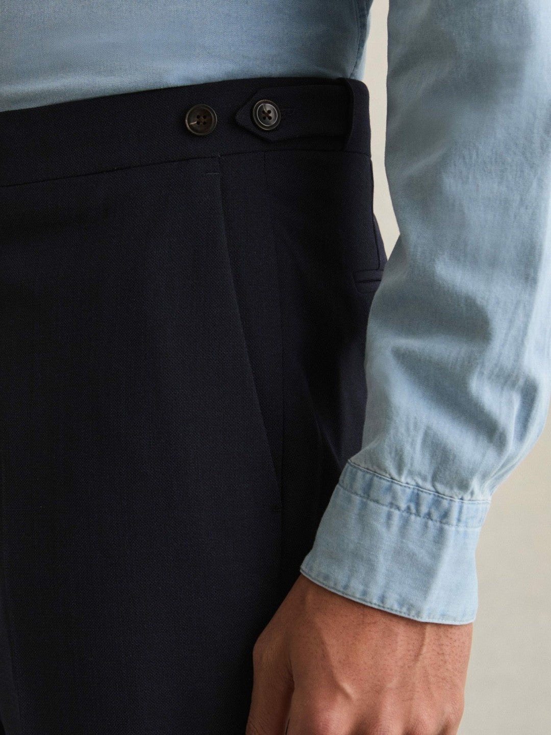 Reiss Affordable - Slim Fit Side Adjuster Trousers in Navy