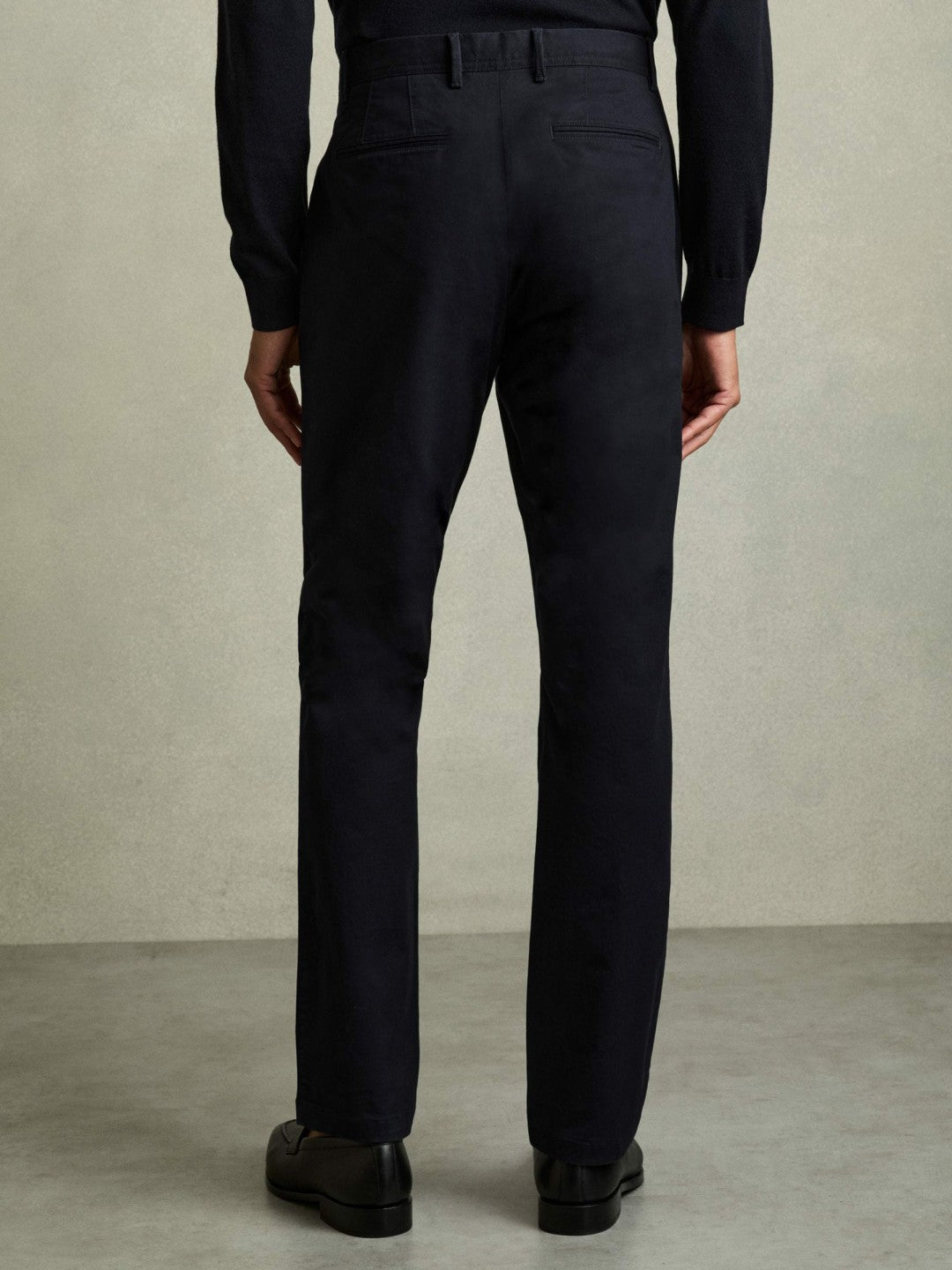Reiss Featured - Slim Fit Washed Cotton Blend Chinos in Navy