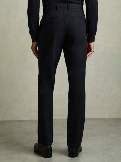 Reiss Featured - Slim Fit Washed Cotton Blend Chinos in Navy