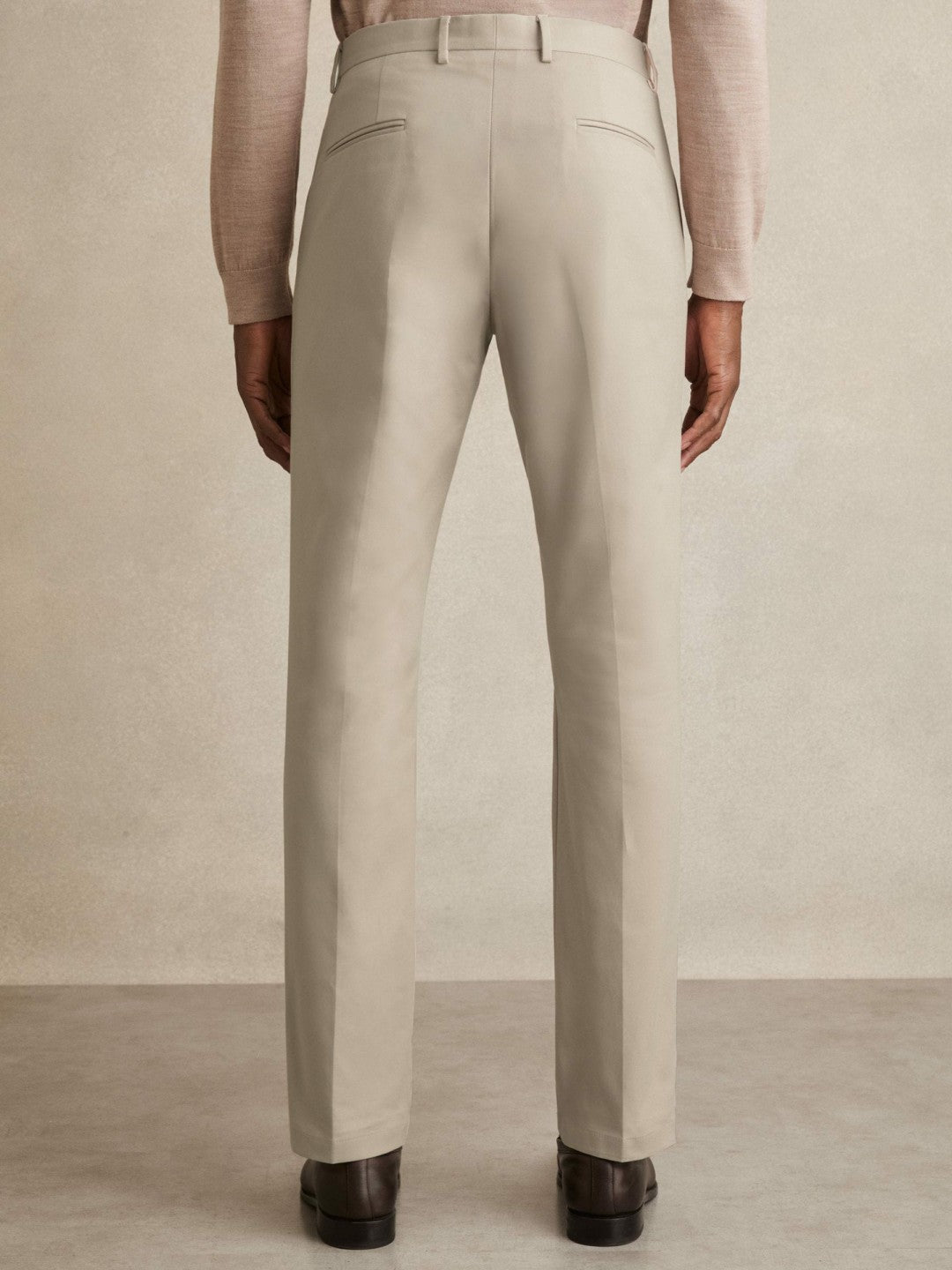 Reiss Slim Fit Cotton Blend Chinos in Stone