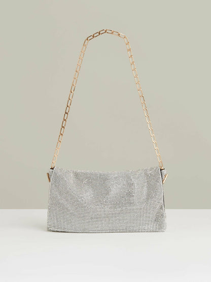 Reiss Offer - Embellished Chainmail Shoulder Bag in Silver