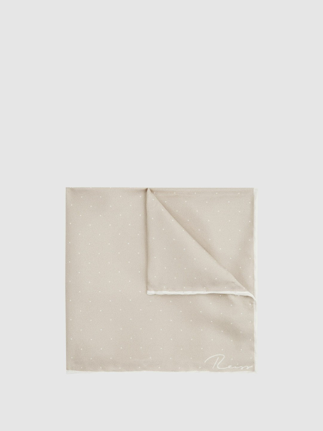 Reiss Savings - Polka Dot Silk Pocket Square in Stone