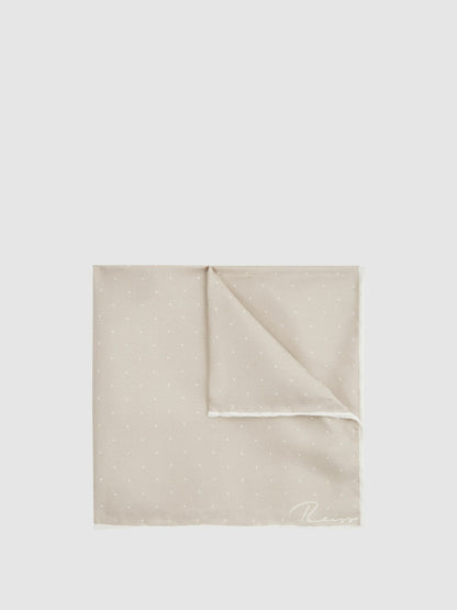 Reiss Savings - Polka Dot Silk Pocket Square in Stone