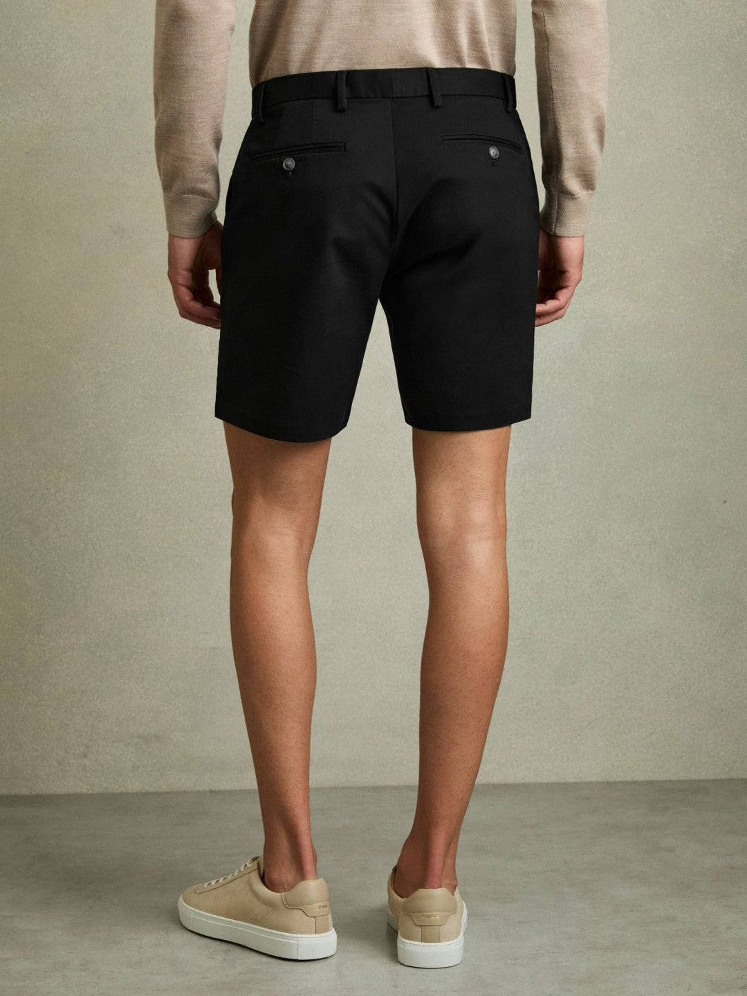 Reiss Offer - Short Length Casual Chino Shorts in Black