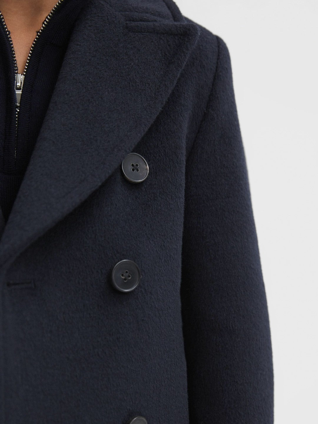 Reiss Offer - 9-13 yrs Wool Blend Twill Double Breasted Coat in Navy