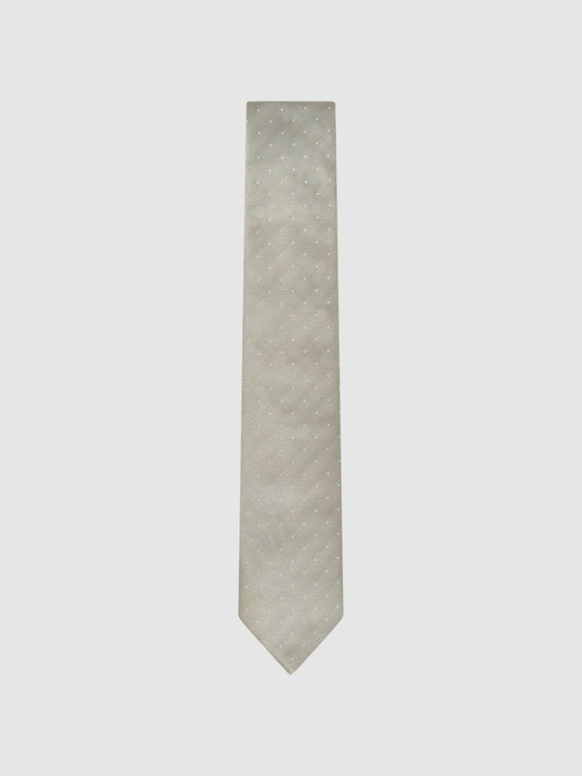 Reiss Affordable - Polka Dot Silk Tie in Champagne