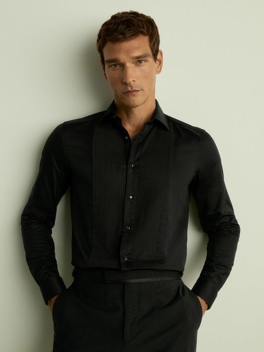 Reiss Affordable - Slim Fit Cotton Dinner Shirt in Black