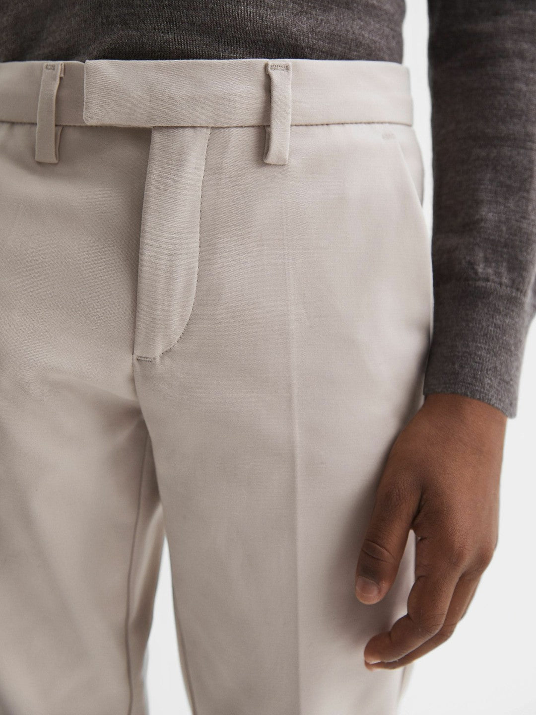 Reiss Popular Choice - 9-14 yrs Slim Fit Tapered Chinos in Stone