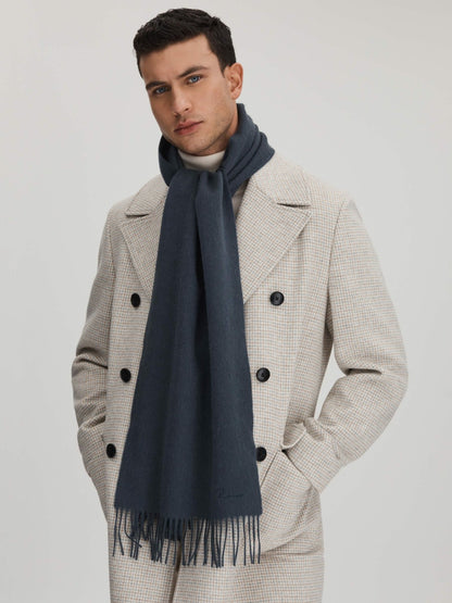Reiss Value - Wool and Cashmere Scarf in Airforce Blue