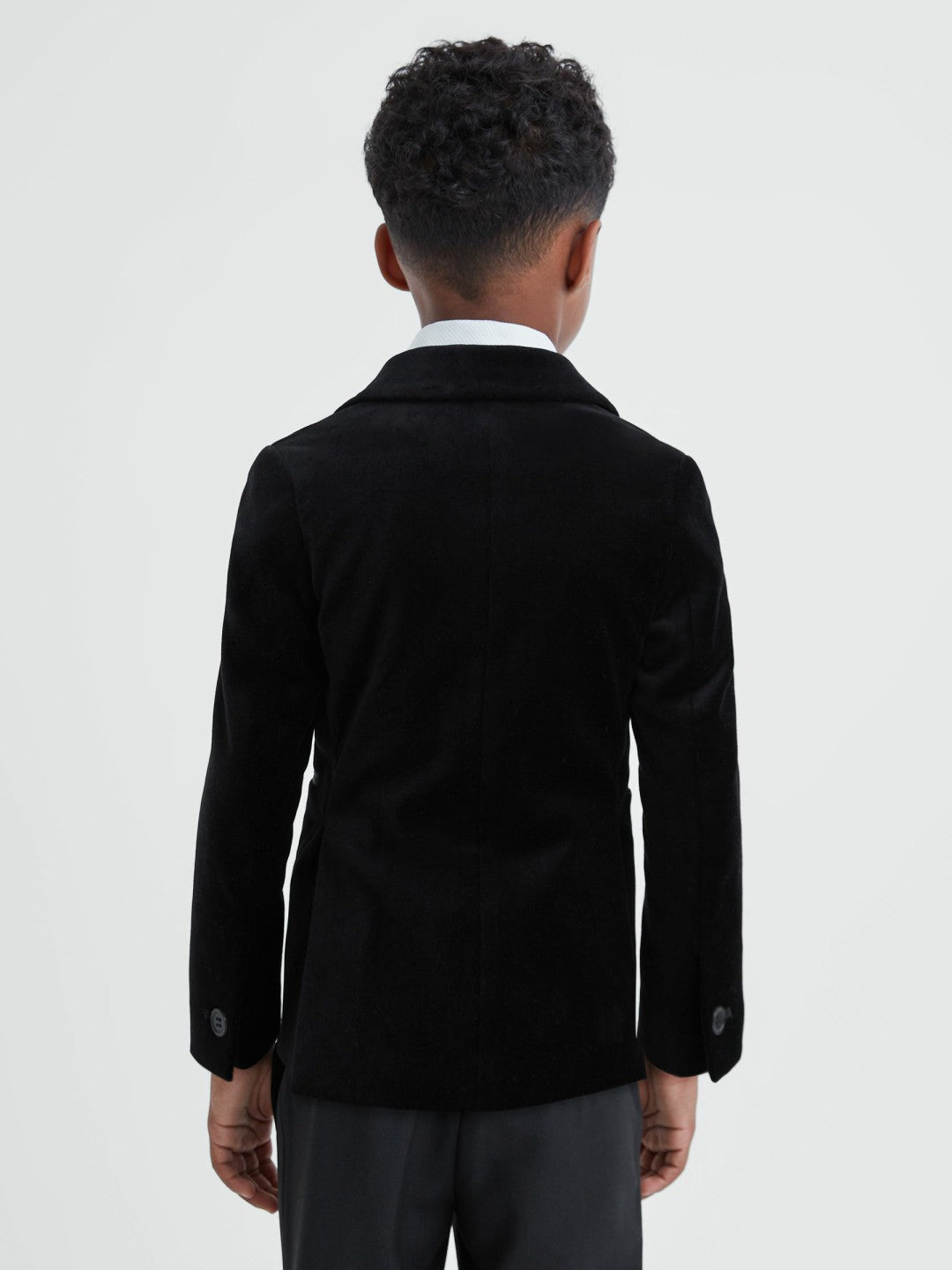 Reiss Offer - 3-9 yrs Single Breasted Velvet Blazer in Black