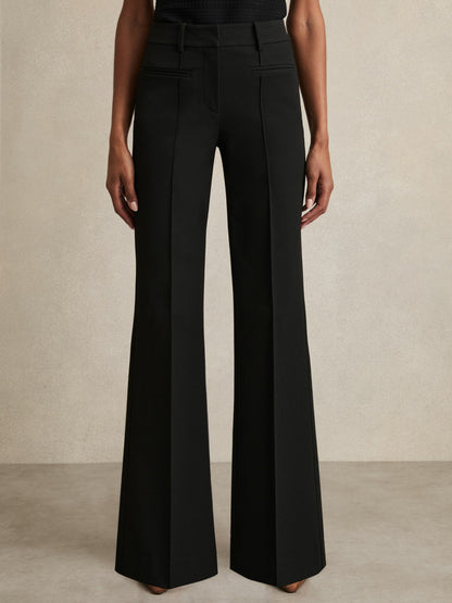 Reiss Petite High Rise Flared Trousers in Black