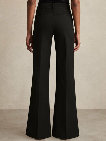 Reiss Petite High Rise Flared Trousers in Black