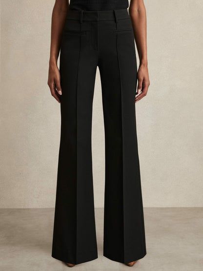 Reiss High Rise Flared Trousers in Black