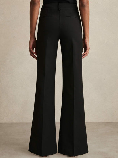 Reiss High Rise Flared Trousers in Black