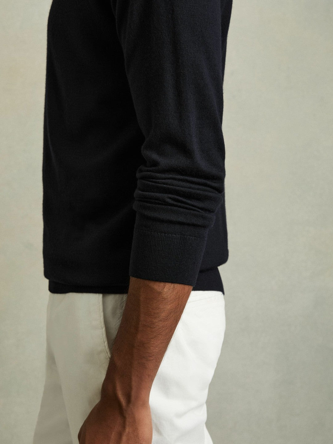 Reiss Value - Slim Fit Merino Wool Roll Neck Jumper in Navy