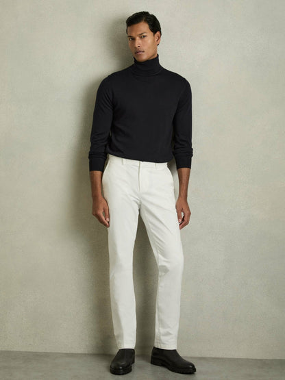 Reiss Value - Slim Fit Merino Wool Roll Neck Jumper in Navy