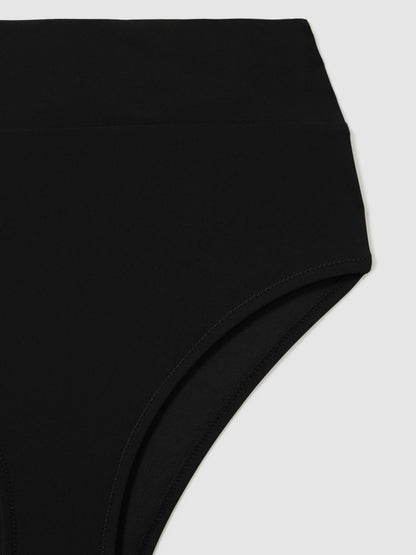 Reiss High Rise Bikini Bottoms in Black