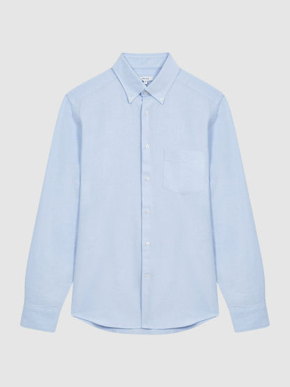 Reiss Popular Choice - Soft Wash Button Down Oxford Shirt in Soft Blue