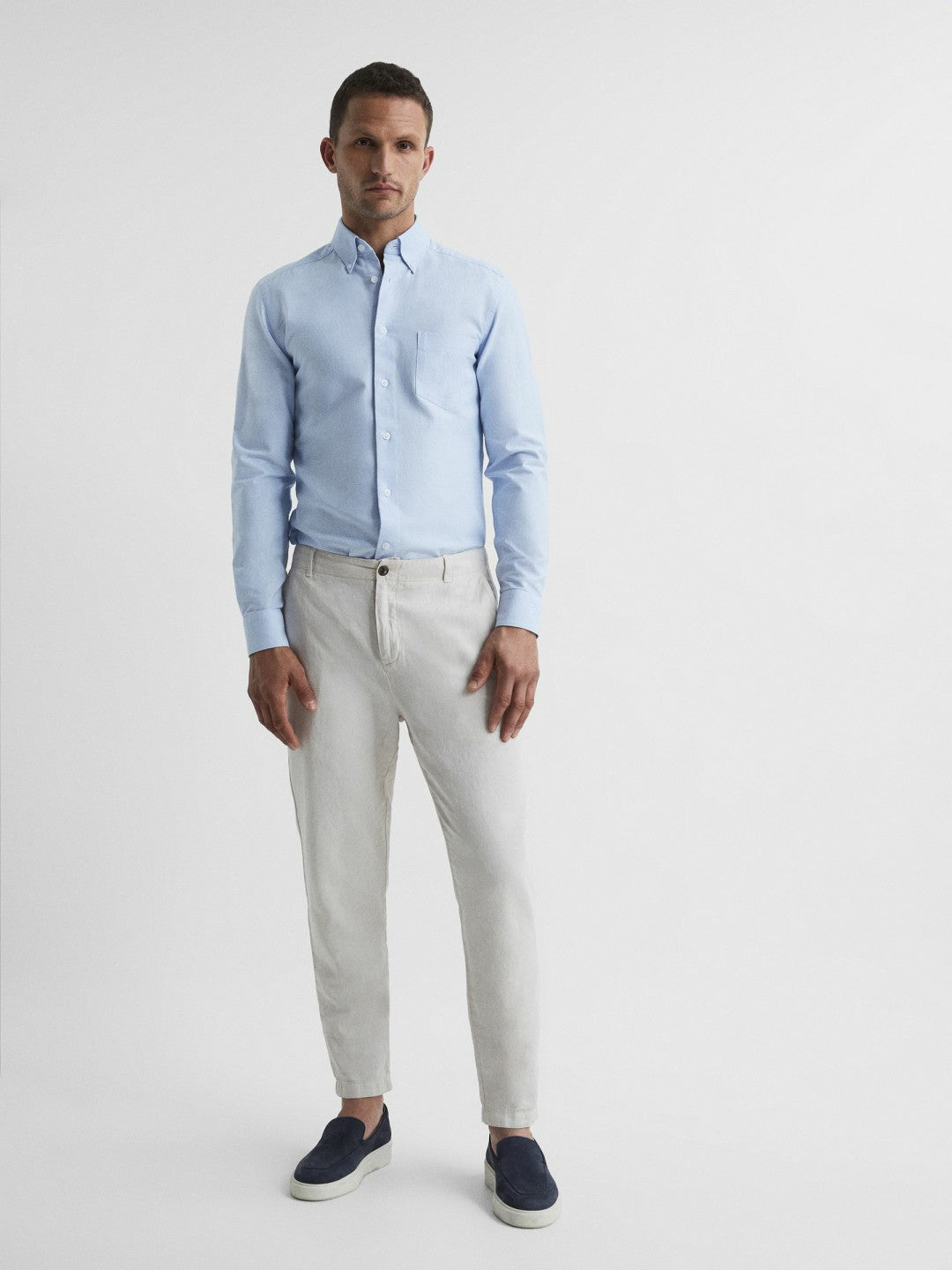 Reiss Popular Choice - Soft Wash Button Down Oxford Shirt in Soft Blue