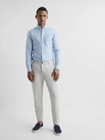 Reiss Popular Choice - Soft Wash Button Down Oxford Shirt in Soft Blue