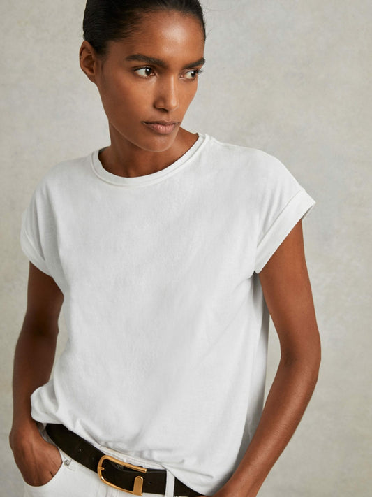 Reiss Deal - Cotton-Jersey Crew Neck T-Shirt in White