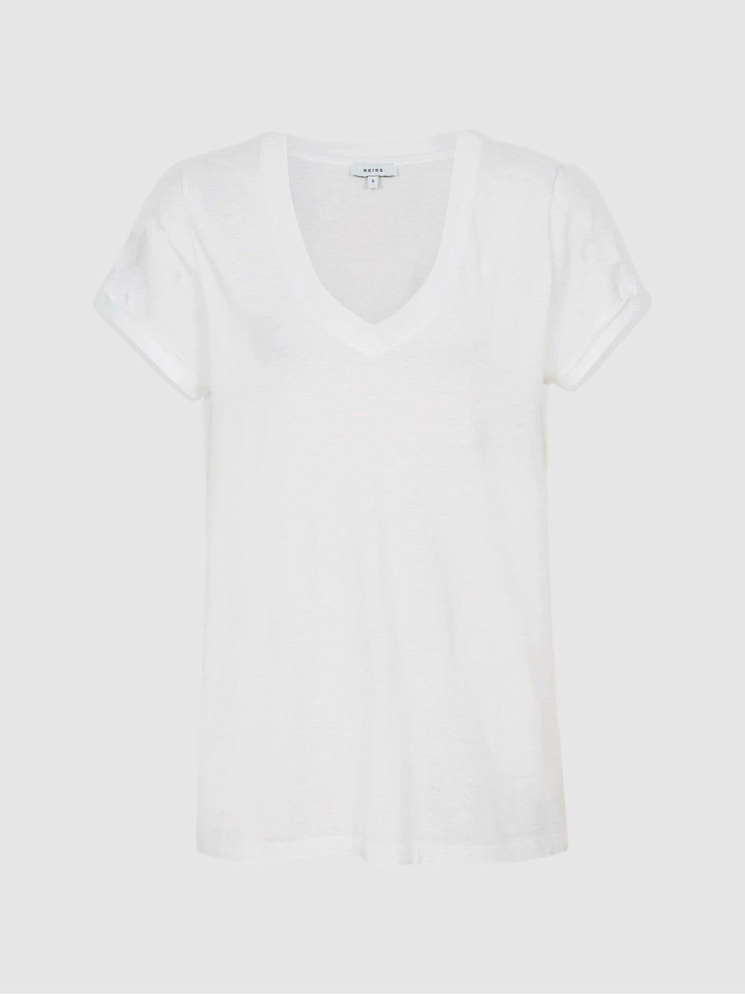 Reiss Popular Choice - Cotton-Jersey V-Neck T-Shirt in White