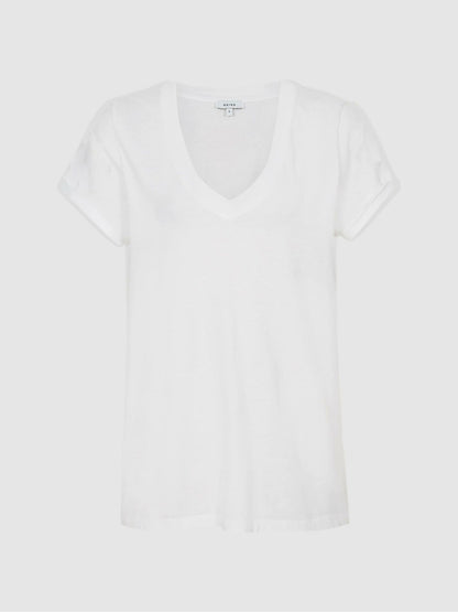 Reiss Popular Choice - Cotton-Jersey V-Neck T-Shirt in White