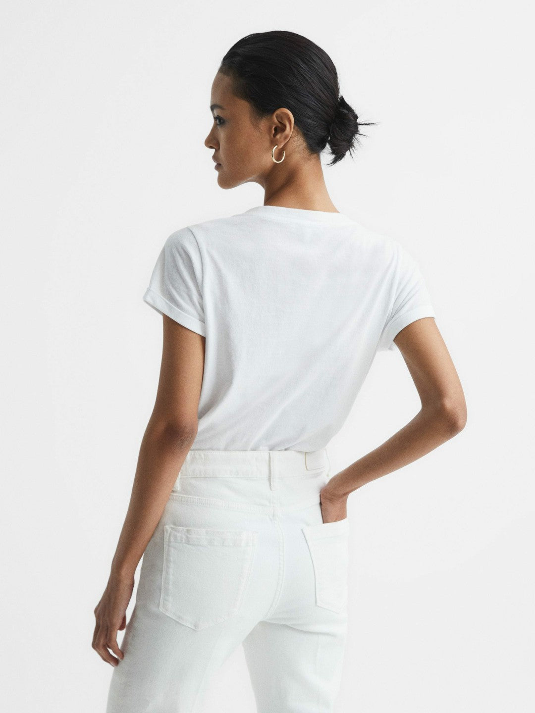 Reiss Popular Choice - Cotton-Jersey V-Neck T-Shirt in White