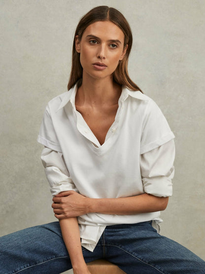 Reiss Popular Choice - Cotton-Jersey V-Neck T-Shirt in White