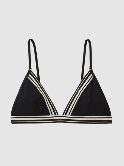 Reiss Offer - Triangle Colourblock Bikini Top in Black