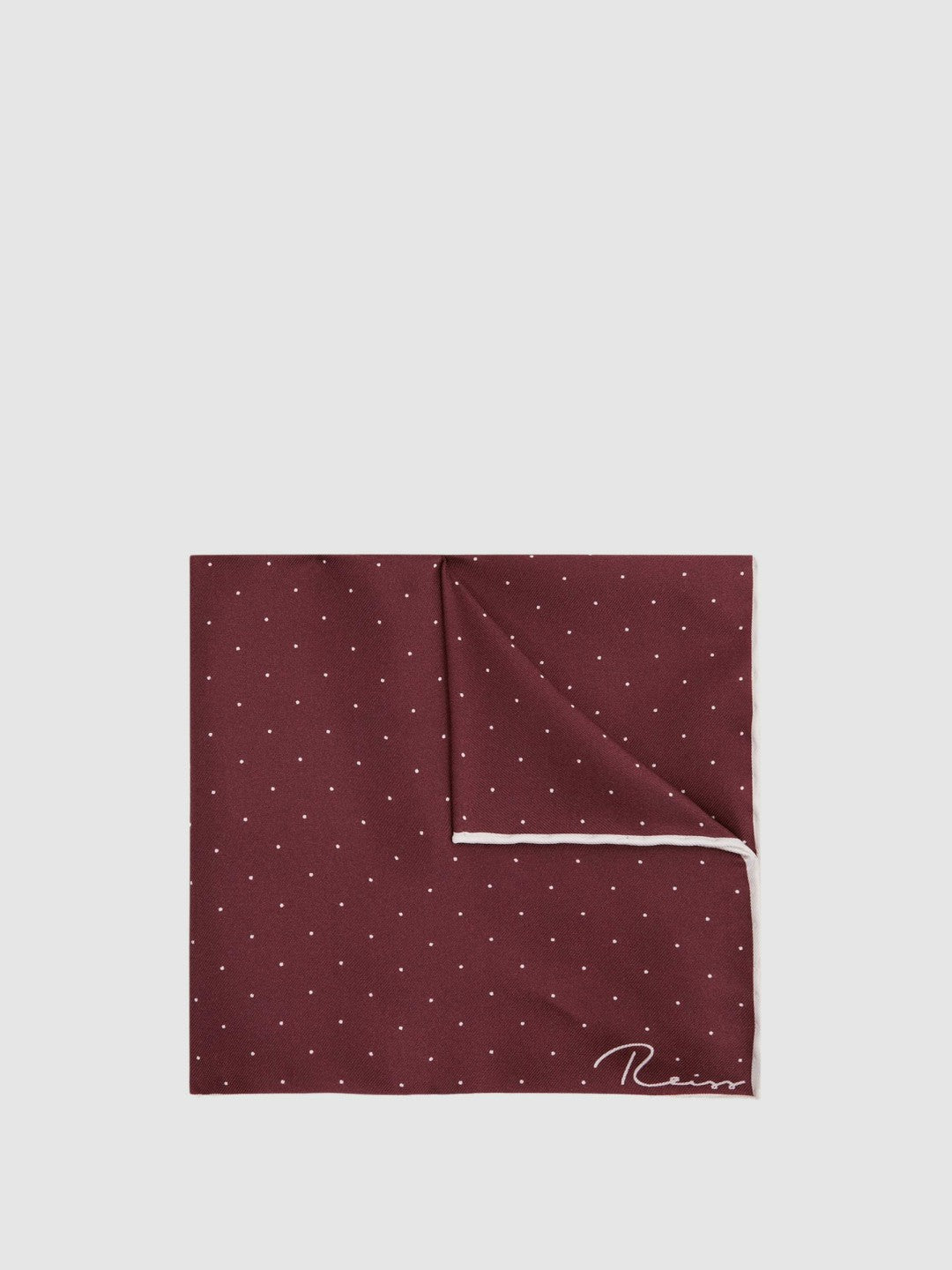 Reiss Popular Choice - Polka Dot Silk Pocket Square in Burgundy