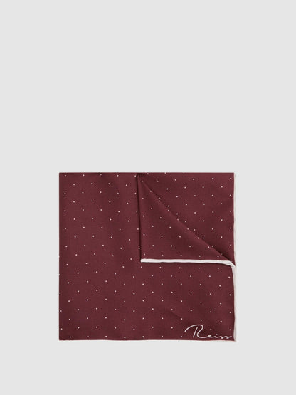 Reiss Popular Choice - Polka Dot Silk Pocket Square in Burgundy