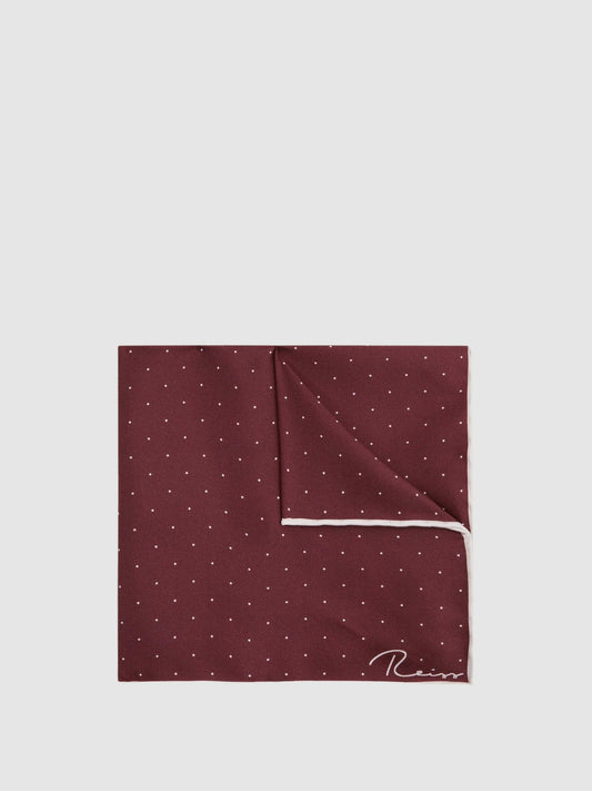Reiss Popular Choice - Polka Dot Silk Pocket Square in Burgundy