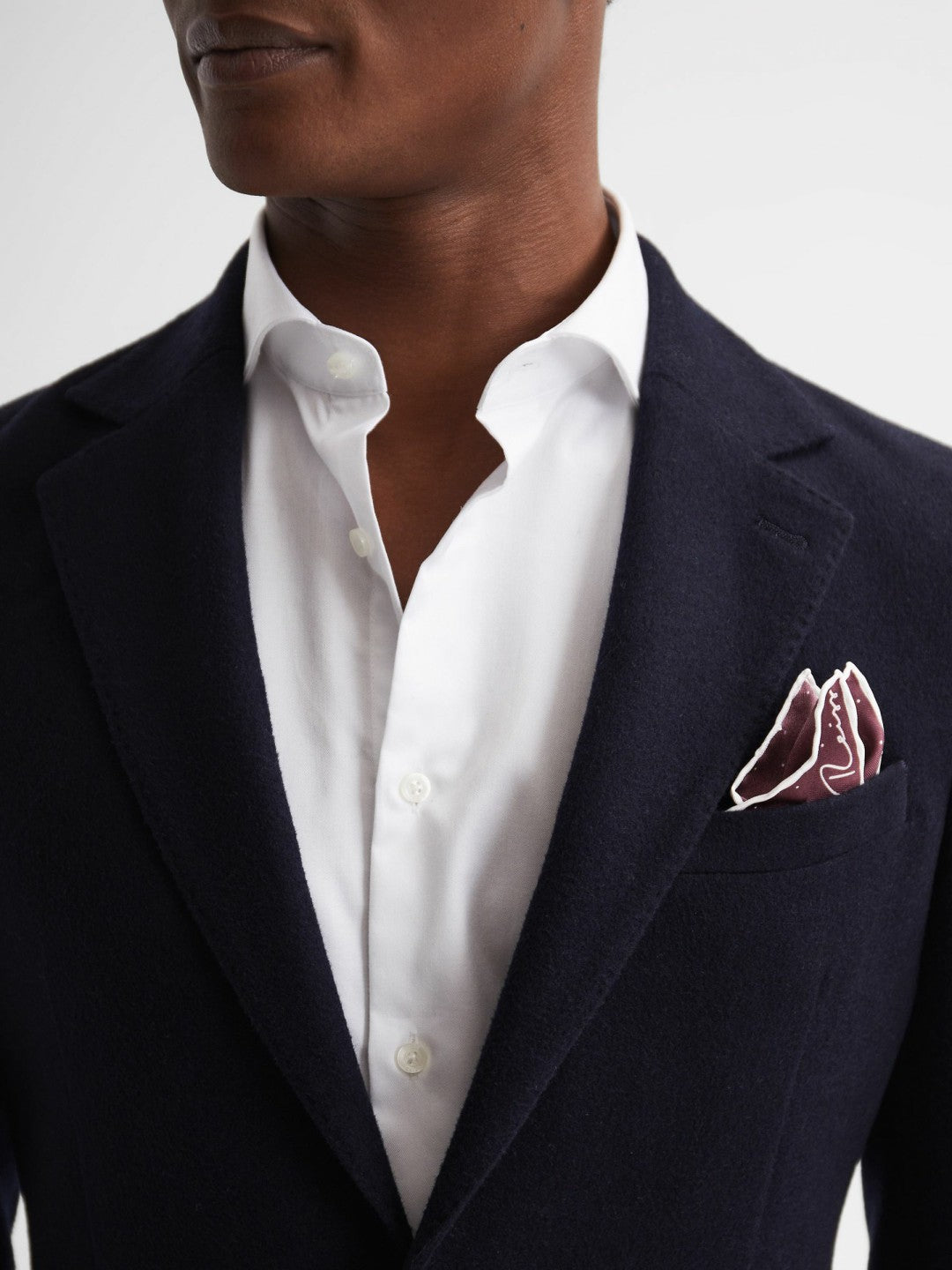Reiss Popular Choice - Polka Dot Silk Pocket Square in Burgundy