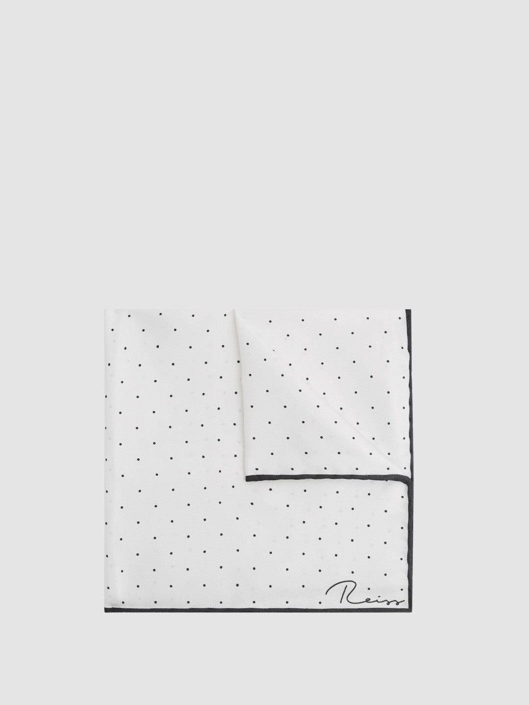 Reiss Savings - Polka Dot Silk Pocket Square in White