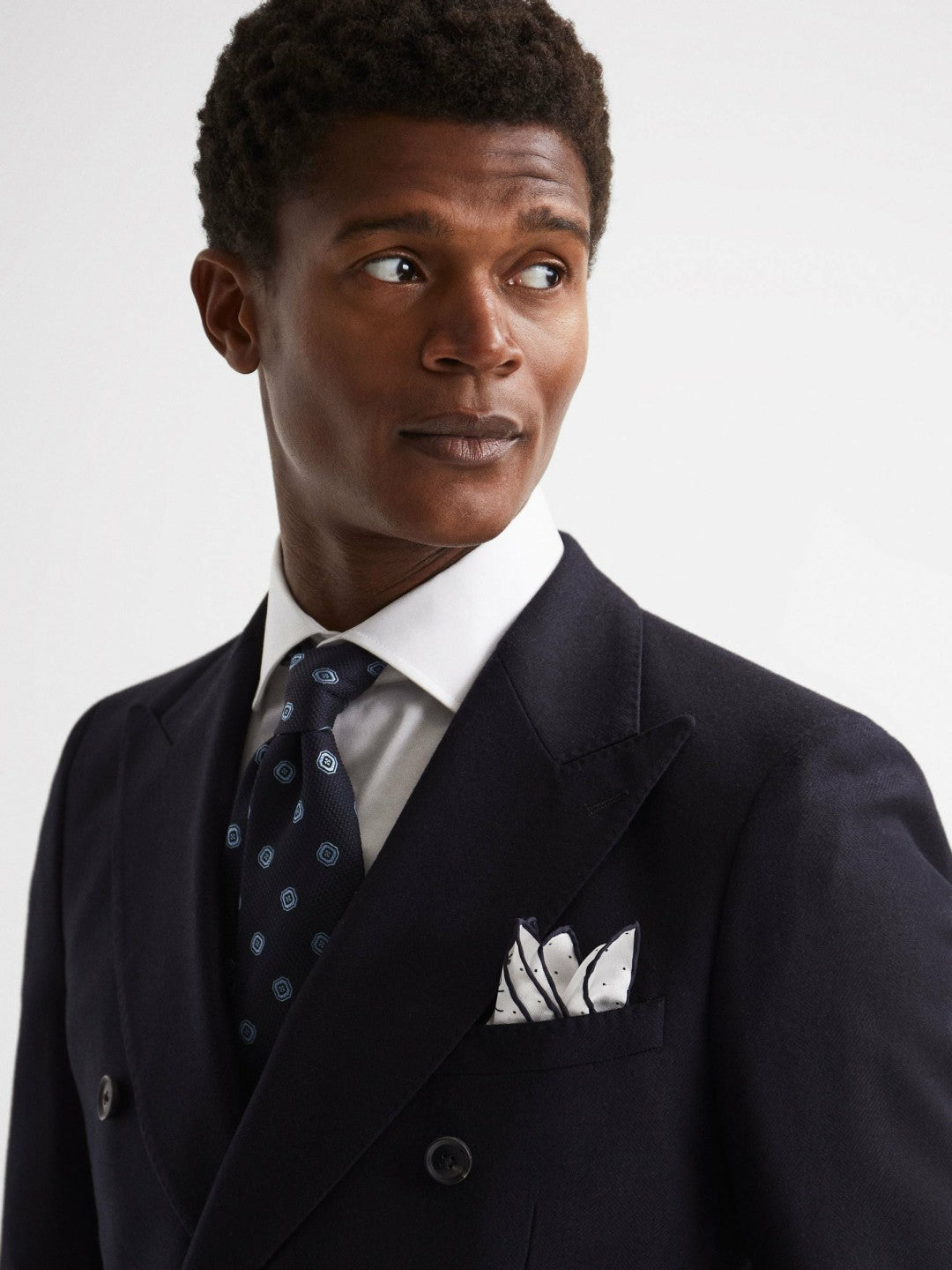 Reiss Savings - Polka Dot Silk Pocket Square in White