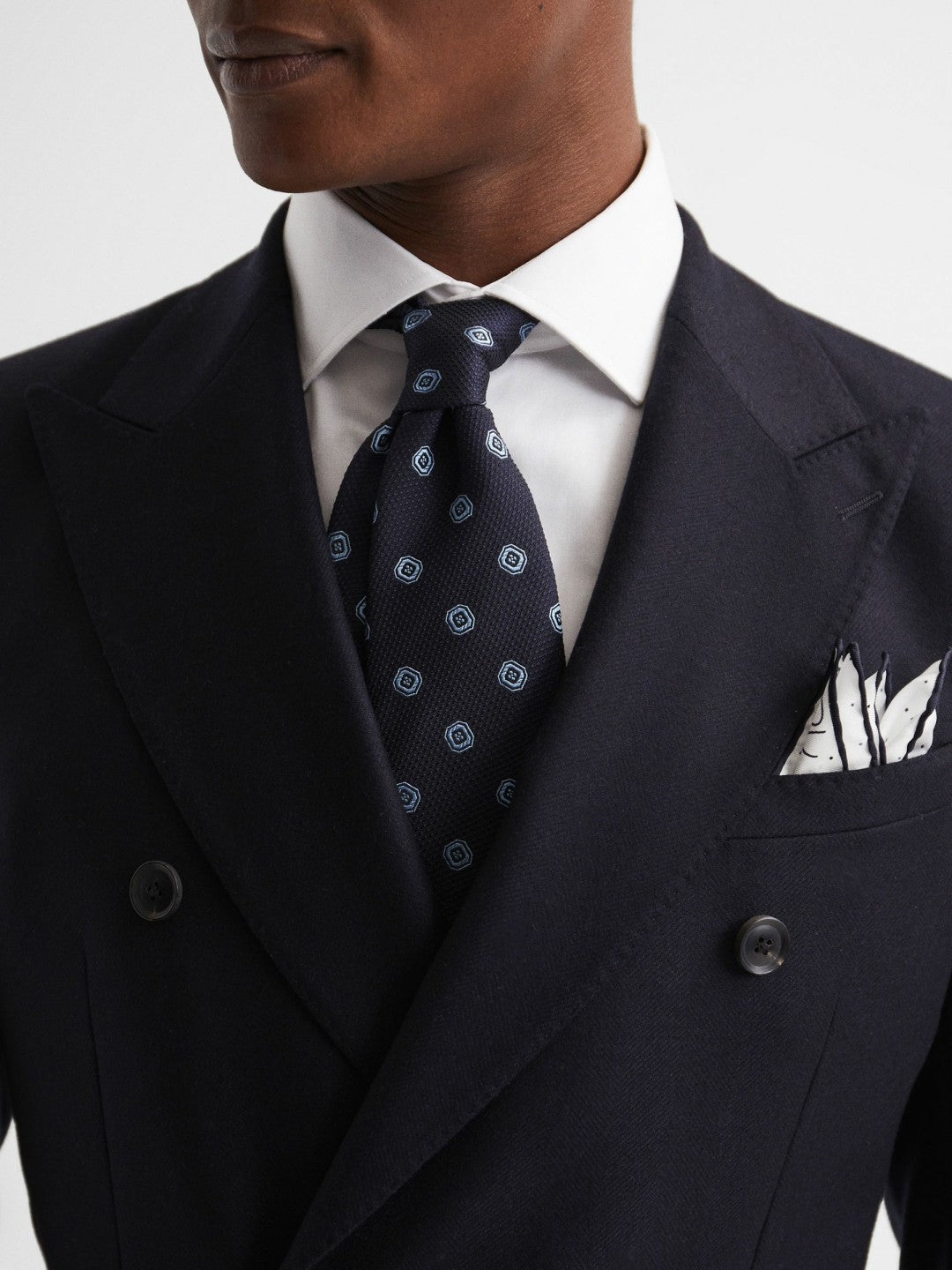 Reiss Savings - Polka Dot Silk Pocket Square in White