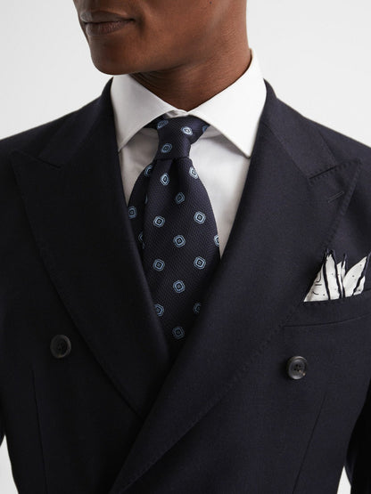 Reiss Savings - Polka Dot Silk Pocket Square in White