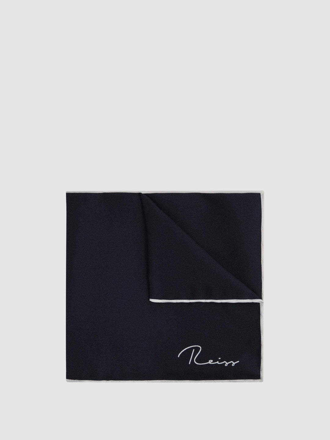 Reiss Best Seller - Plain Silk Pocket Square in Navy