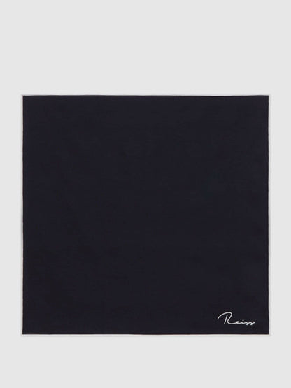 Reiss Best Seller - Plain Silk Pocket Square in Navy