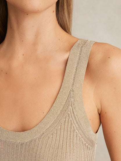 Reiss Best Seller - Metallic Vest Top in Gold