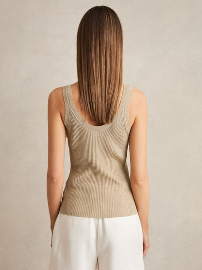 Reiss Best Seller - Metallic Vest Top in Gold