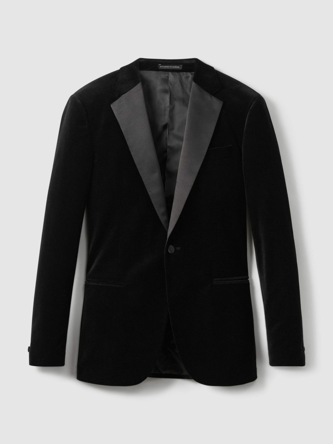 Reiss Best Seller - Velvet Single Breasted Slim Fit Jacket in Black