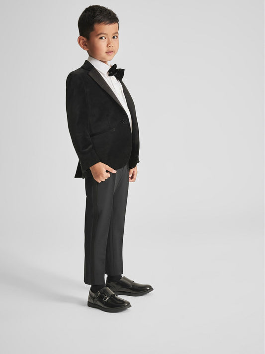 Reiss Value - 4-9 yrs Single Breasted Velvet Blazer in Black