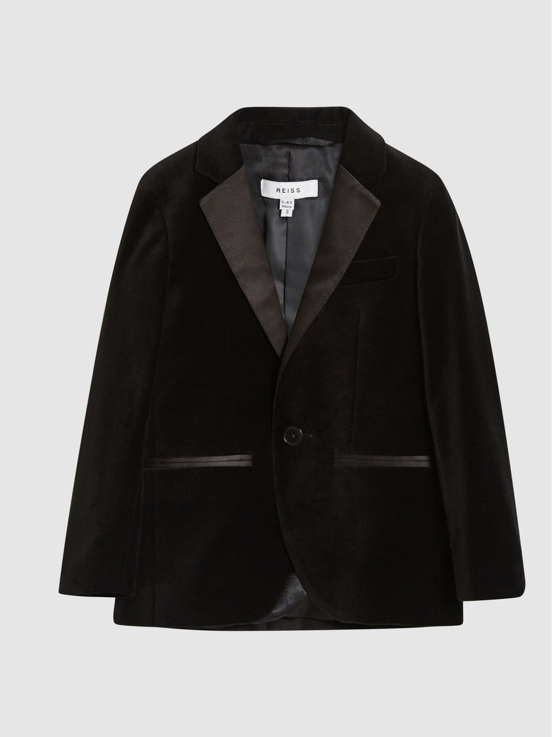 Reiss Value - 4-9 yrs Single Breasted Velvet Blazer in Black