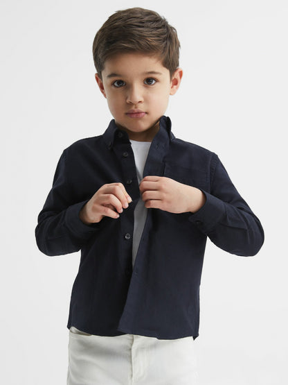 Reiss Best Seller - Junior Button Down Oxford Shirt in Navy